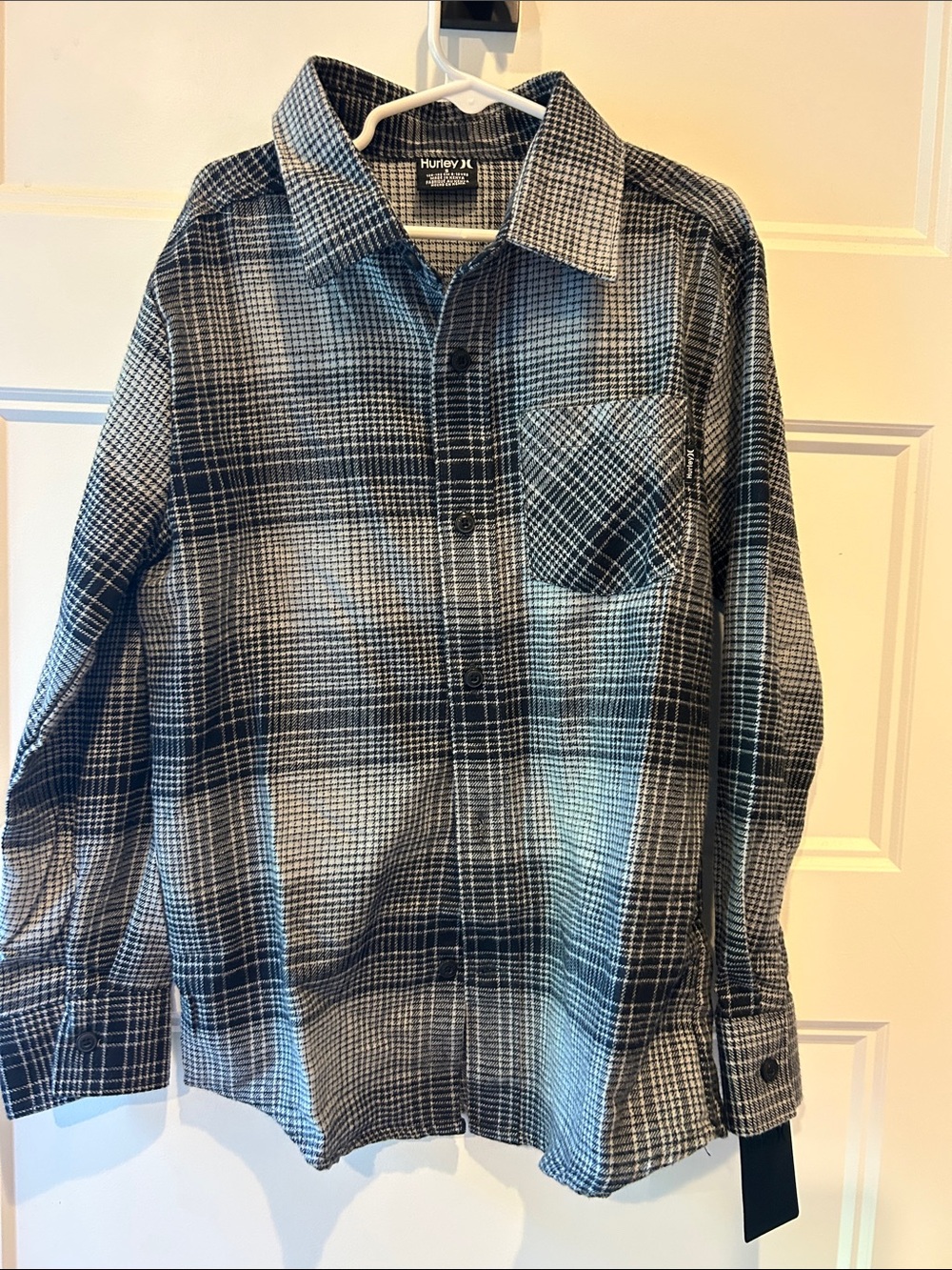 Hurley Black and White Plaid Button-Down Shirt